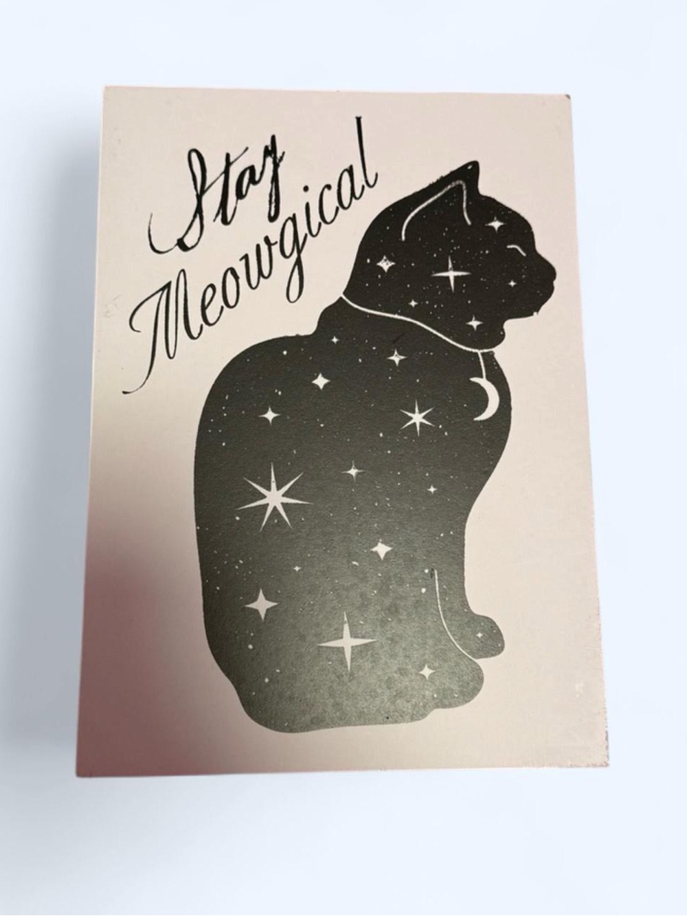 Stay Meowgical Cat Wall Art Print Black White Moon Stars Celestial Witchy